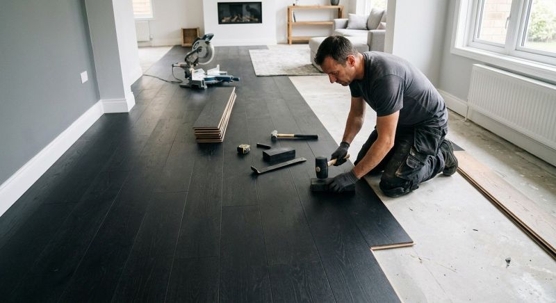 Dark Wood Floor Installation in Statesville, NC